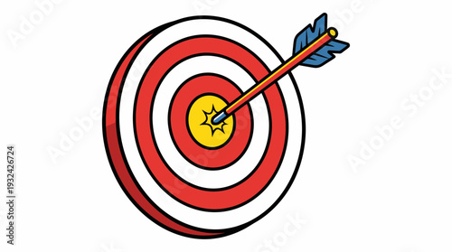 Arrow hitting the bullseye on a target, representing success, precision, and achievement in goals