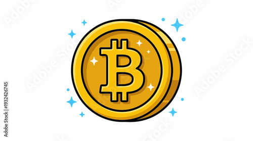 Golden virtual currency coin sparkling, symbolizing modern digital finance and future economic exchange