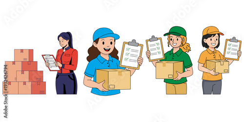 Delivery Person Holding Package and Checklist