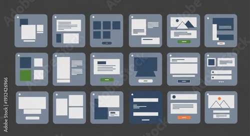 Collection of various user interface design mockups and templates.