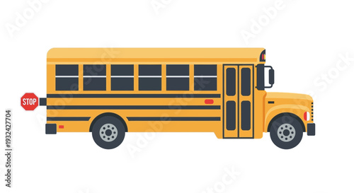 Yellow school bus with stop sign