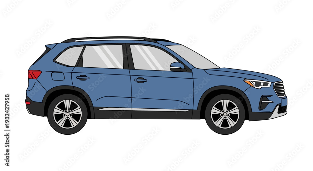 Fototapeta premium Blue SUV Car Illustration