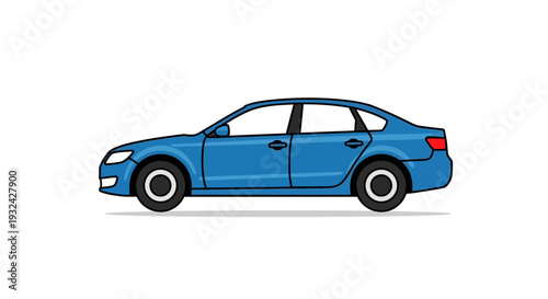 Blue Sedan Car Illustration
