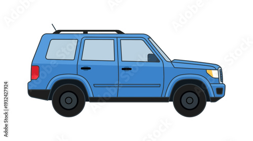 Blue SUV car illustration on white background
