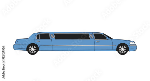 Blue stretch limousine isolated on white background