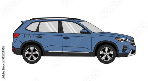 Blue SUV Car Illustration