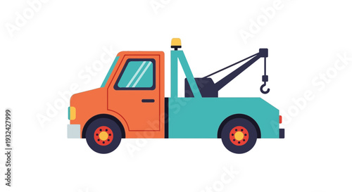 Colorful tow truck illustration on white background