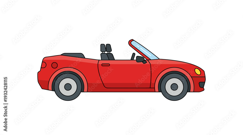 Fototapeta premium Red Convertible Sports Car, Side View