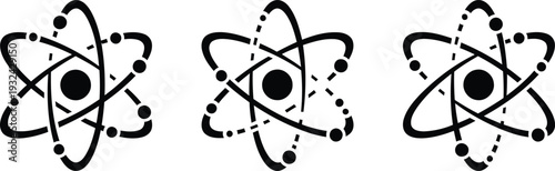 atomic structure symbols with electrons and nucleus on white background