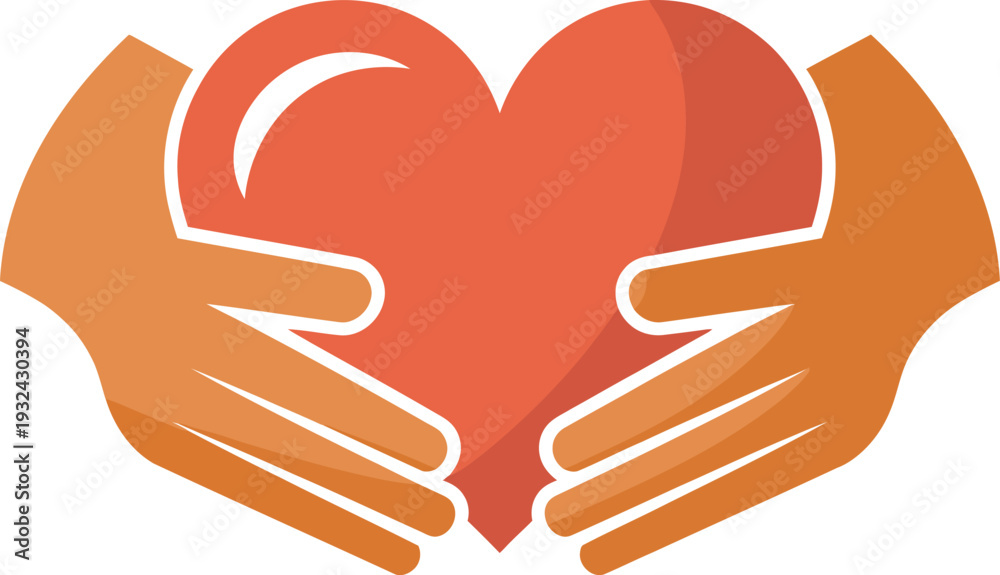 Obraz premium Hands holding a red heart symbolizing love and care heart in hands