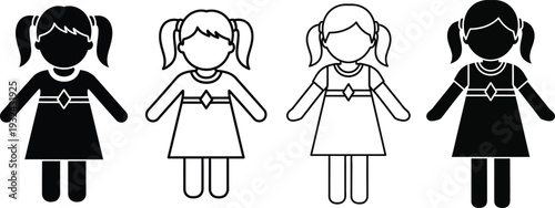 Four diverse dolls illustration for children's books and educational materials Vector