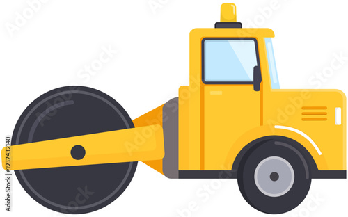 Yellow Road Roller Illustration