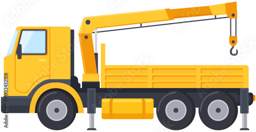 Yellow Crane Truck Illustration
