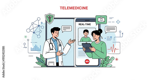 Doctor and Patient Telemedicine Consultation Online.
