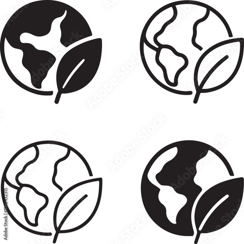 Isolated black Planet Conservation Design, black Planet Conservation Design icon, Green Planet Conservation Design vector, environmental protection, nature conservation, earth care awareness