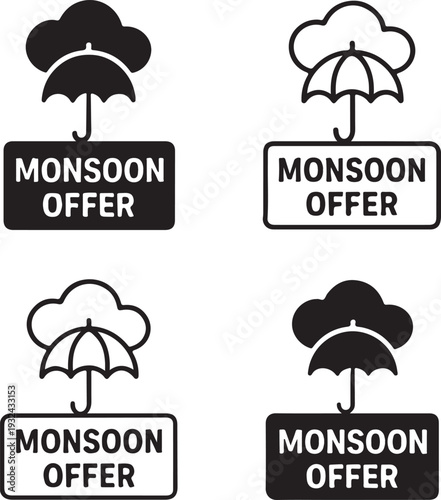Isolated Monsoon Offer Promotion, Monsoon Offer Promotion icon, Monsoon Offer Promotion vector, seasonal sale discount, rainy season marketing, monsoon campaign illustration