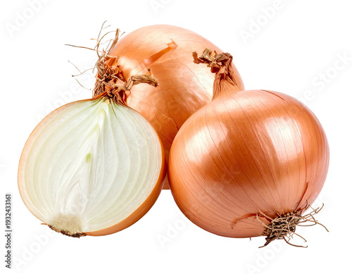 Wallpaper Mural Two whole onions and one halved, revealing fresh white layers Torontodigital.ca