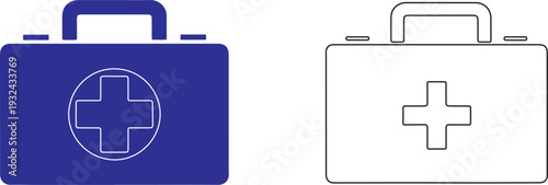 Blue medical first aid kit bag with white cross symbol