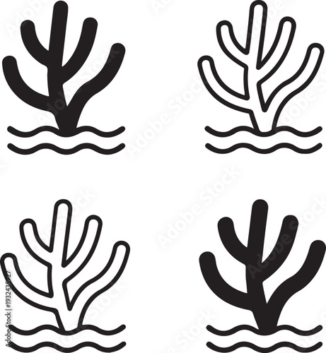 Isolated Coral Reef Icon Design, Coral Reef icon, Coral Reef vector, reef ecosystem protection, underwater biodiversity, marine habitat awareness, Coral Reef preservation