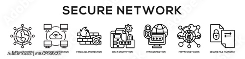 Secure Network web banner icon illustration concept