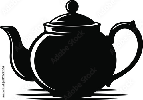 Classic Teapot Silhouette Vector Illustration, Vintage Tea Pot Icon for Kitchen Logo Design Cafe Branding and Home Decor