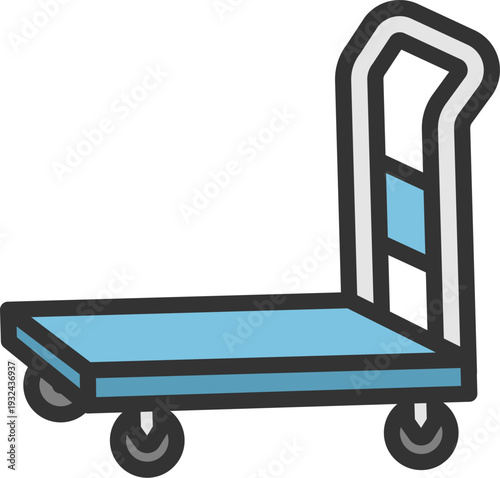 台車のアイコン（線画カラー）のイラスト