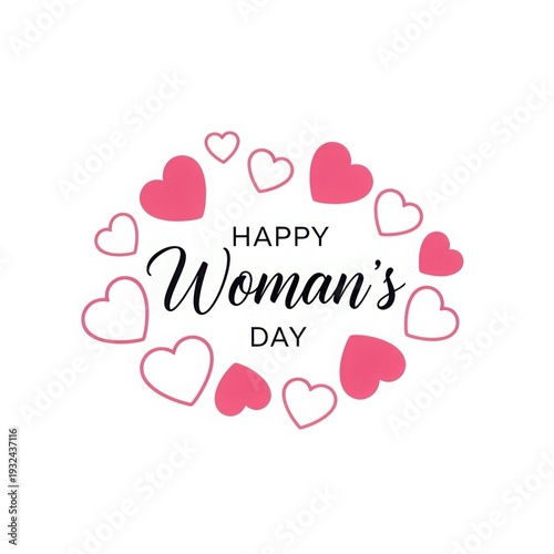 A beautiful graphic design celebrating international women's day with hearts isolated on white background