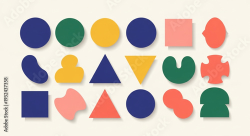 Colorful geometric shapes arranged in a visually appealing and artistic composition.