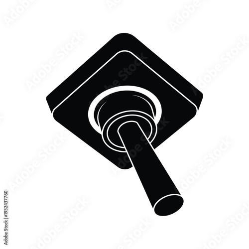 A black and white illustration of a toggle light switch in off position