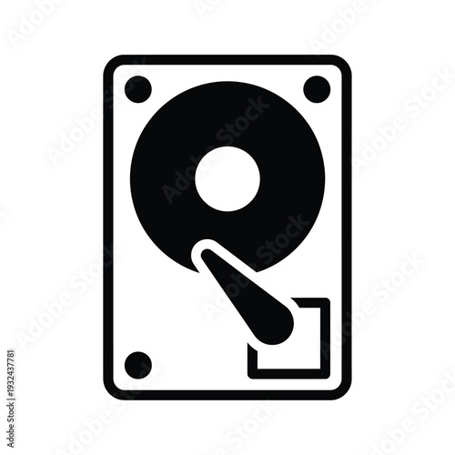 Simple black and white illustration of a traditional hard disk drive