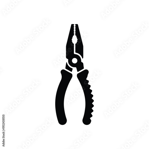 Simple black silhouette illustration of a pair of combination pliers