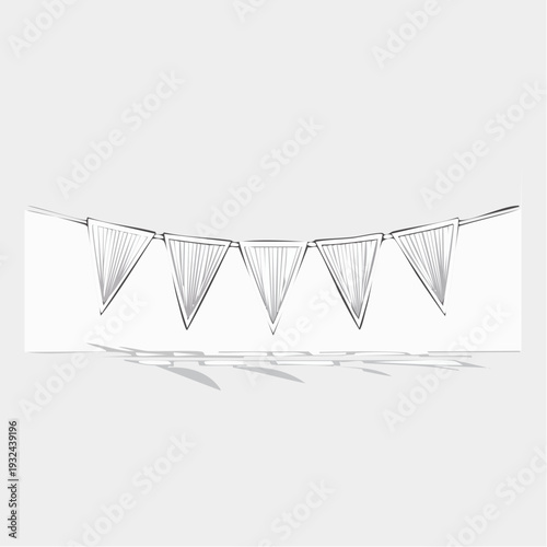 Transparent triangular bunting flags hanging on a string.