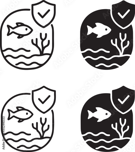 Isolated Ocean Ecosystem Protection, Ocean Ecosystem Protection icon, Ocean Ecosystem Protection vector, ocean habitat preservation, marine species conservation, aquatic ecosystem awareness
