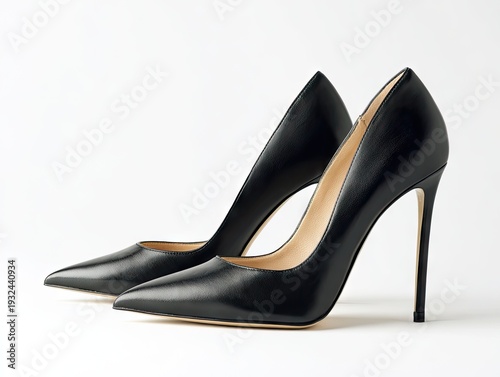 Pair of black leather high heels (6)