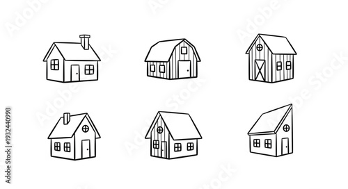 Simple Hand Drawn House Icons.