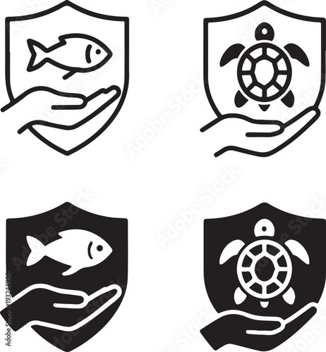 Isolated Protect Marine Animals, Protect Marine Animals icon, Protect Marine Animals vector, marine wildlife protection, ocean conservation campaign, aquatic species awareness