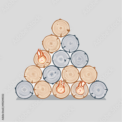 Stacked firewood logs forming a triangular pile.