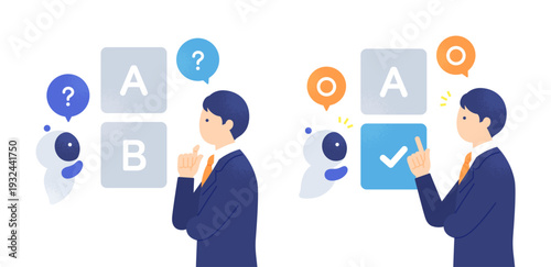 AIと人間が協力してA、B案を比較検討。最適な選択肢を共同決定するプロセスセット。