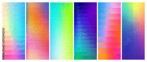 Set of ribbed glass texture backgrounds