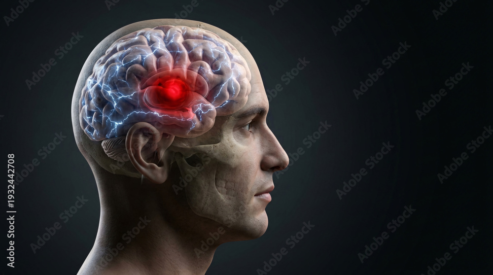 Obraz premium Abstract Neural Lightning Head Ache Concept