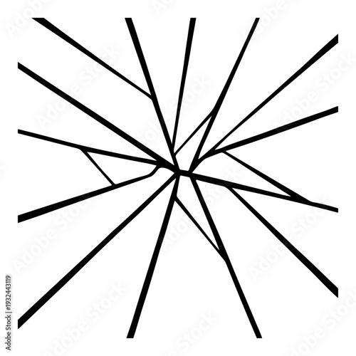 Broken glass effect or shattered lines abstract radial explosion background