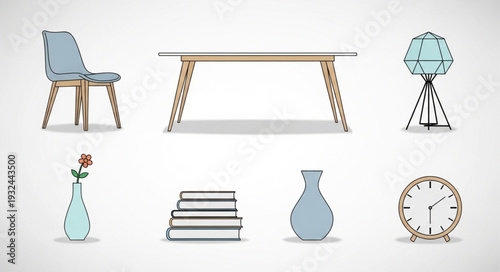 Collection of various home decor items arranged on a white surface.