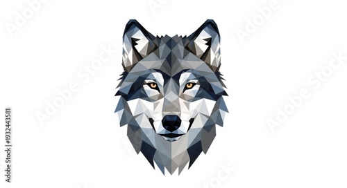 Gray Wolf Head Illustration Closeup.