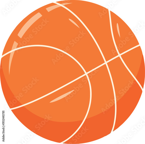 Vibrant orange basketball illustration with white seam lines isolated on white background.
