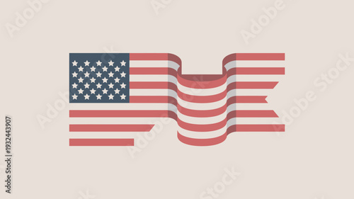 The American flag waves gently in the breeze on a serene background