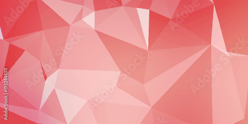 Abstract background with coral pink low poly geometric triangles and soft light eps10