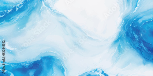 Calm Ocean Wave Watercolor Abstract Background in Soft Blue Tones