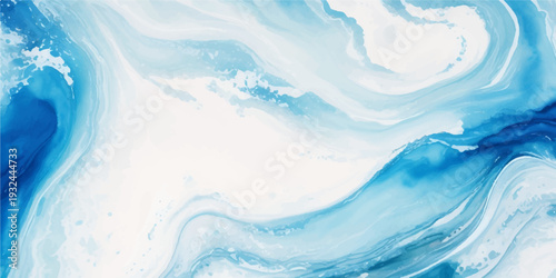 Light Blue and White Fluid Ocean Wave Watercolor Banner Background