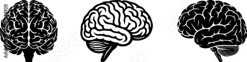  Set of Human Brain Icons for Medical Science Intelligence and Psychology Concept