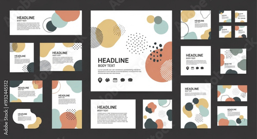Colorful abstract design elements for branding and marketing materials.
